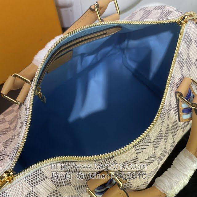 Louis Vuitton新款女包 N50054 路易威登SPEEDY BANDOULIèRE 30手袋 LV白格编织肩带枕头包手提包  ydh4200